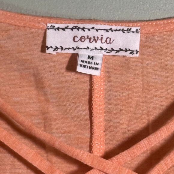 Orange Crisscross V-Neck Top - Picture 3 of 7